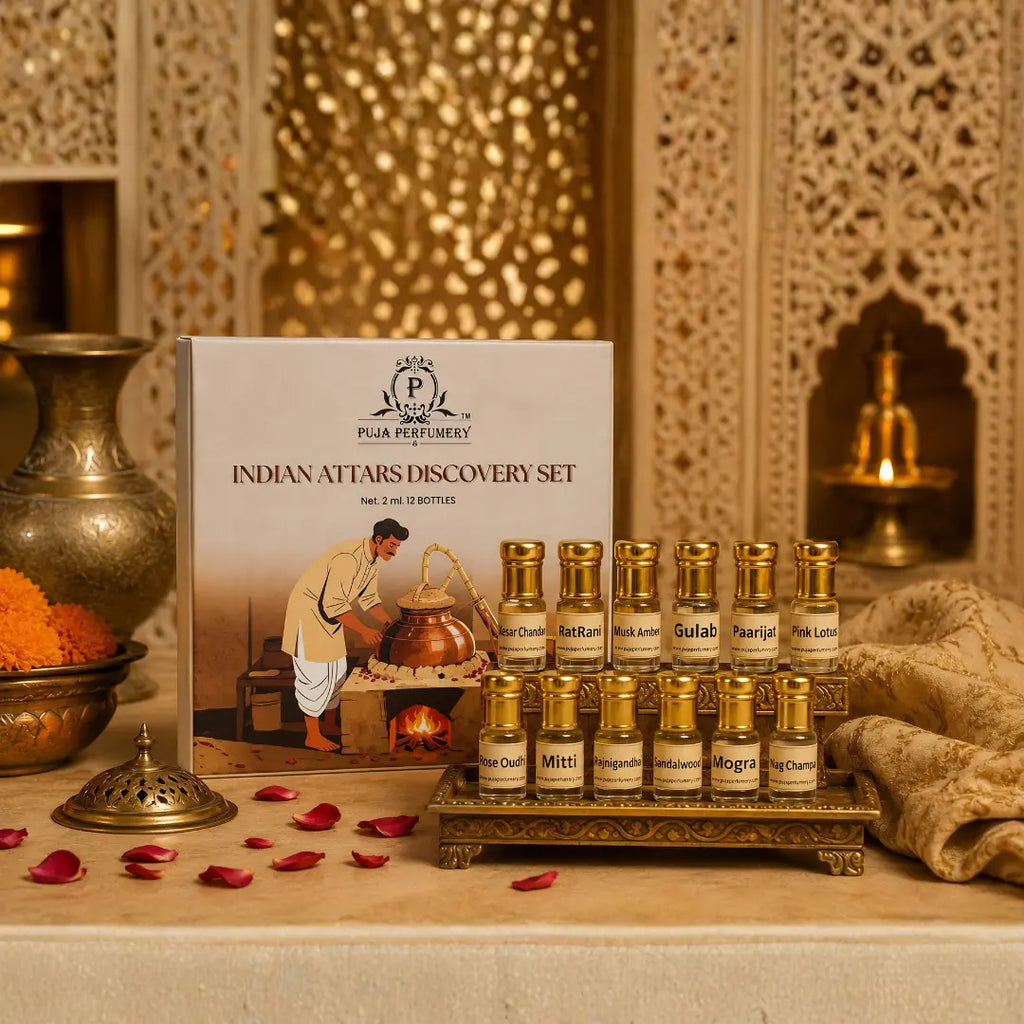 Indian Attars Discovery Set | Premium Kannauj Attar Gift Box | Natural Perfume Oil Collection