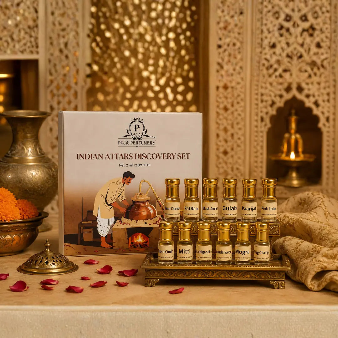 Indian Attars Discovery Set | Premium Kannauj Attar Gift Box | Natural Perfume Oil Collection