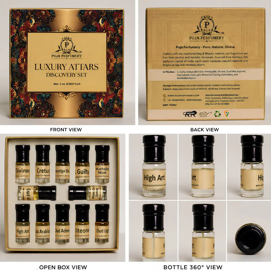 Luxury Attars Discovery Set | Premium Oud & Musk Attar Collection | Luxury Perfume Oil Gift Box